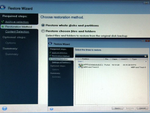 acronis restore to different hardware